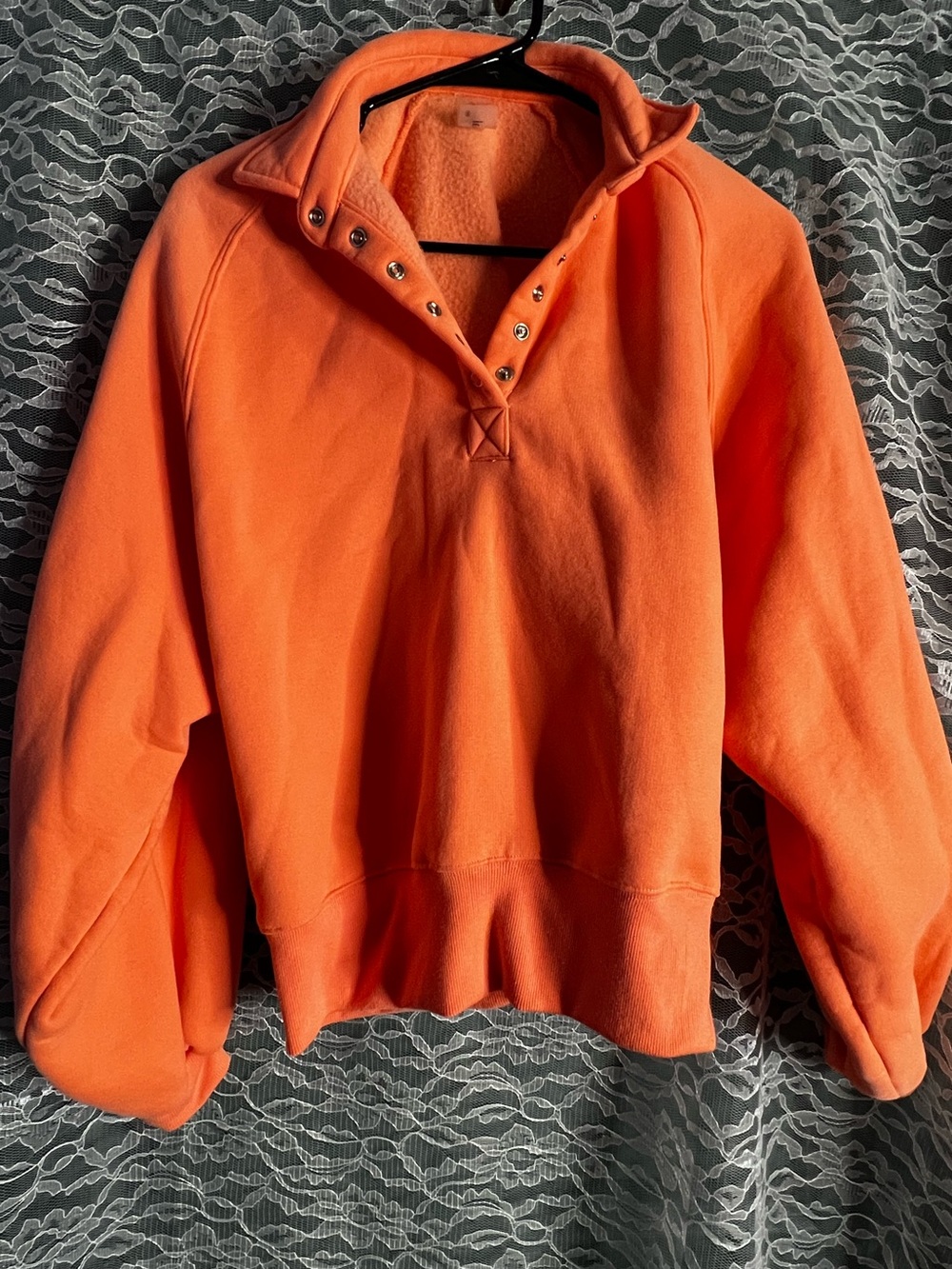 Altar’d State AS Revival Pastel Orange Snap-Button Pullover Sweater Small